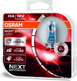 OSRAM H4 12V 55W NIGHT BREAKER LASER NG +150% sada 2ks